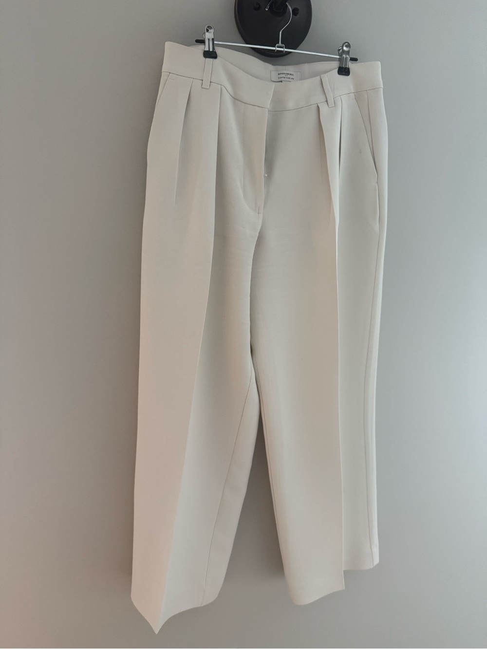 Banana Republic Cream High-Rise Pleated Wide-Leg Trousers